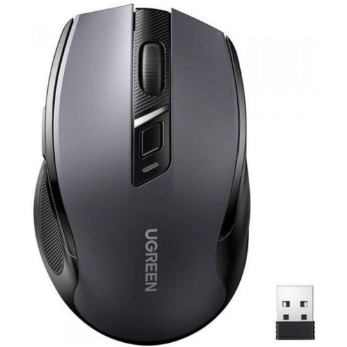 Мишка UGREEN 2.4GHz MU006 Ergonomic 4000dpi., 4кн.,Silence Design, черная