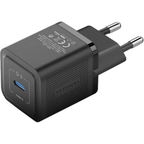 Зарядное устройство Vention 1xUSB-C 20W GaN+USB-C cable М-М Black (TZ-FEPB0-EU-01)
