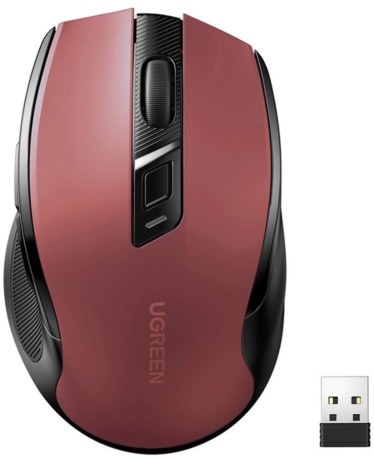 Мишка UGREEN 2.4GHz MU006 Ergonomic, бездротова, 4000dpi., 4кн.,Silence Design, Червона фото1