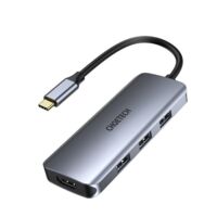 Док станция USB-C 7-в-1 (HDMI/PD/картридер/USB-A / USB-C), алюминий HUB-M19-GY