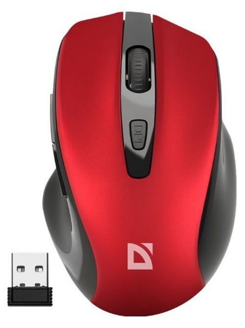 Мышь беспроводная бесшумная Defender Prime MB-053 6 кн. до 1600 dpi красная (52052) фото1
