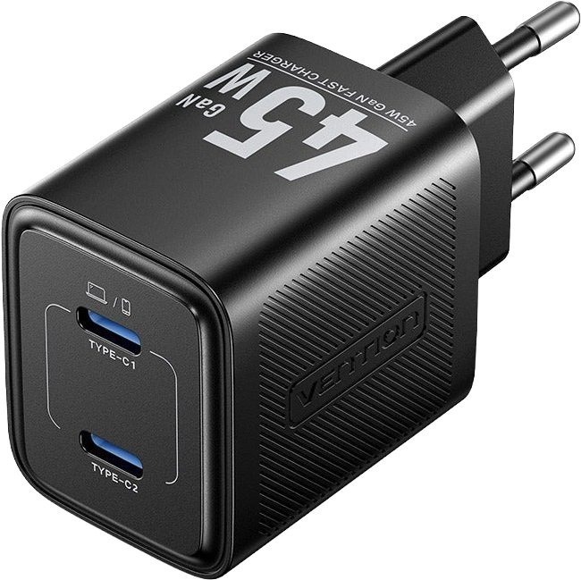 Зарядное устройство Vention 45W 2xUSB-C GaN Black (FEFB0-EU) фото1