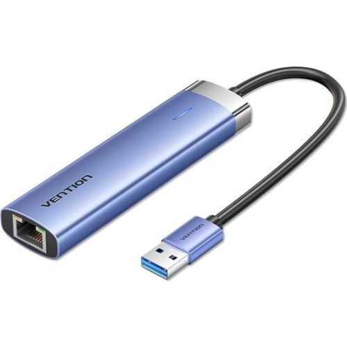 USB хаб USB 3.0 --> USB 3.0x3/RJ45/USB-C Hub Blue Aluminum Alloy 5-in-1