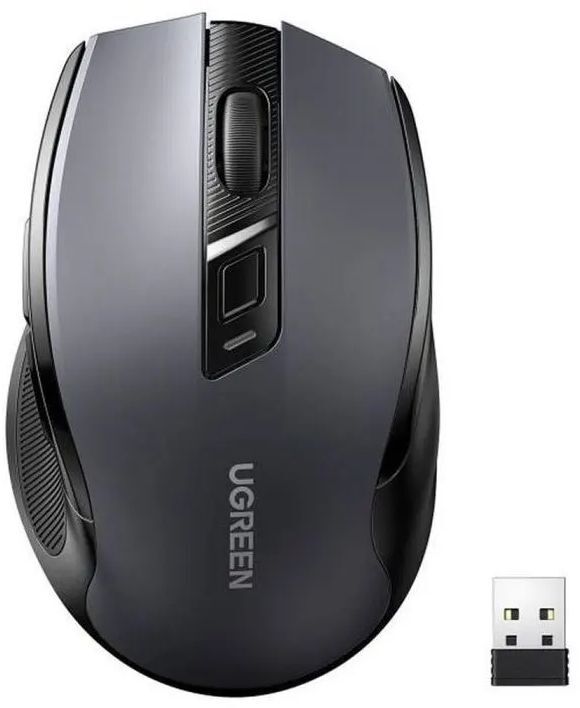 Мишка UGREEN 2.4GHz MU006, бездротова, Bluetooth, 4000dpi., 4кн.,Silence Design, Сіра фото1