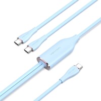 Кабель Vention USB 2.0 AM - 2хType-C M, 5A Blue Silicone Type,1.5м (CTMSG)