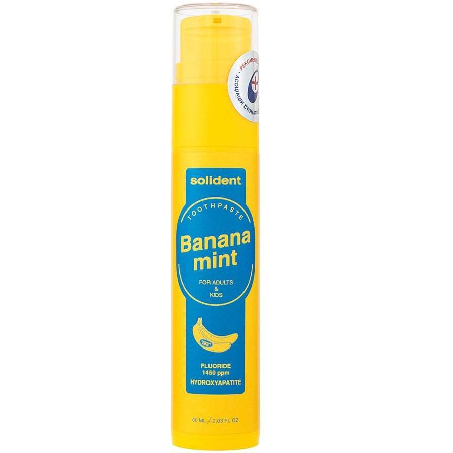 Зубная паста Solident Banana-mint с фтором 1450 ppm 60 мл фото1