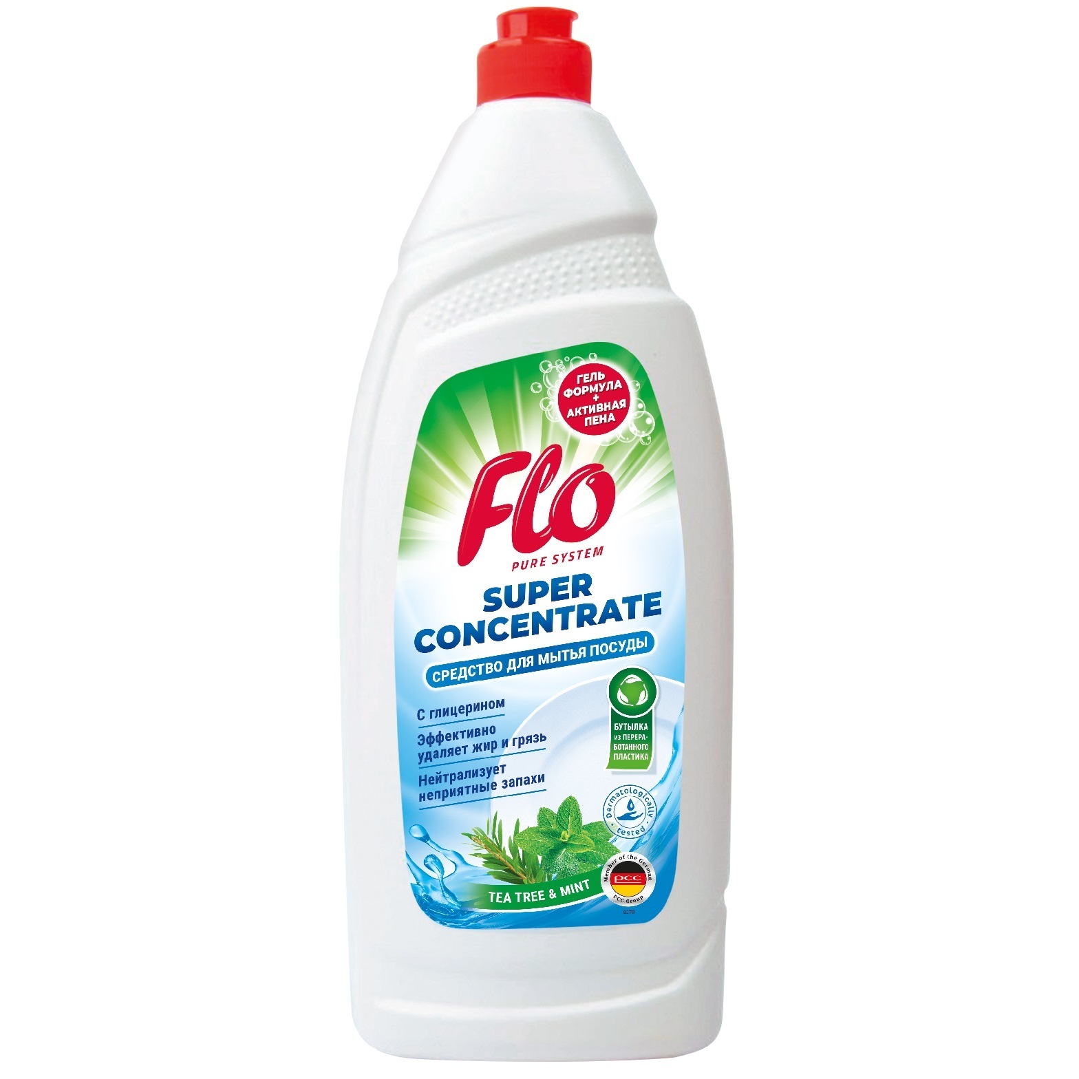 Концентрированное средство для мытья посуды Flo Tea Tree&Mint, 900 мл фото1
