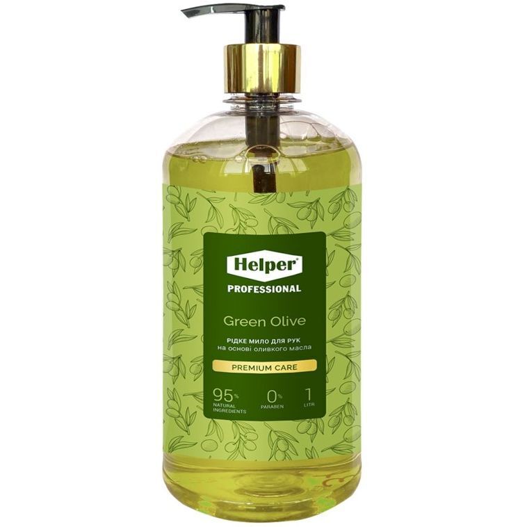 Рідке мило Helper Professional Premium Green Olive з оливковою олією 1 л фото1