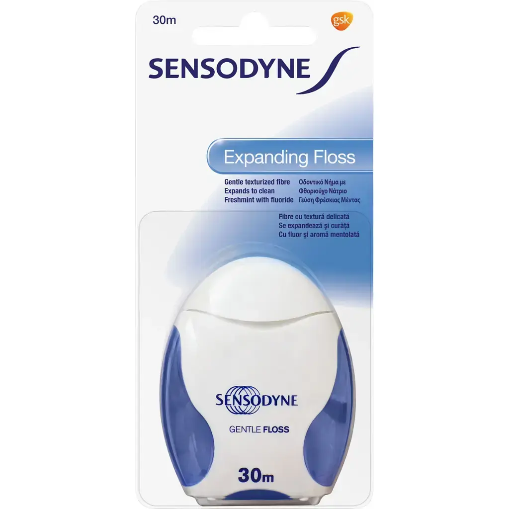 Зубна нитка Sensodyne для делікатного чищення зубів та ясен 30 м фото1
