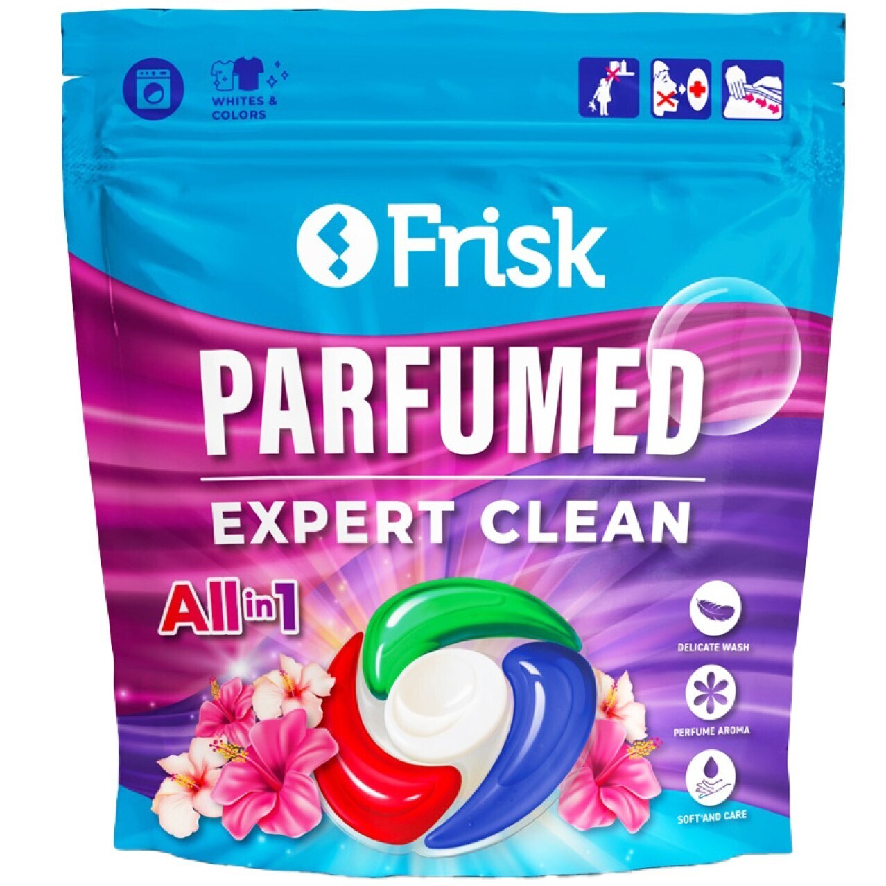 Капсулы для стирки универсальные Frisk Expert Clean Parfumed 12 шт. фото1
