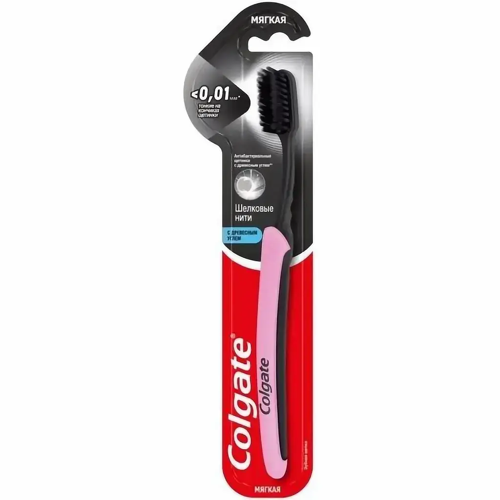 Зубная щетка Colgate Шелковые нити с древесным углем розовая (570267) фото1