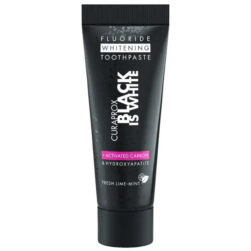 Зубная паста с активированным углем Curaprox Black is White Отбеливающая 10 мл фото1