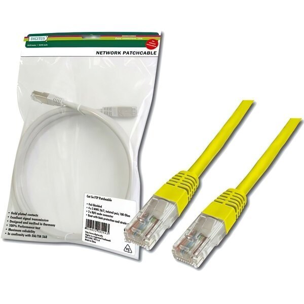 Акція на Патч-корд DIGITUS CAT 5e UTP,0.5м,AWG26/7,Yellow (DK-1511-005/Y) від MOYO