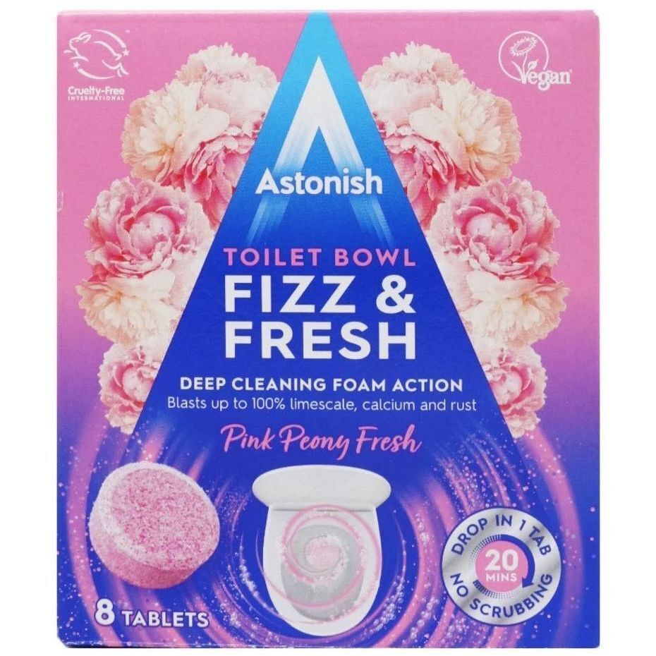 Таблетки для чищення унітазів Astonish Fizz & Fresh з ароматом півонії 8 шт. фото1
