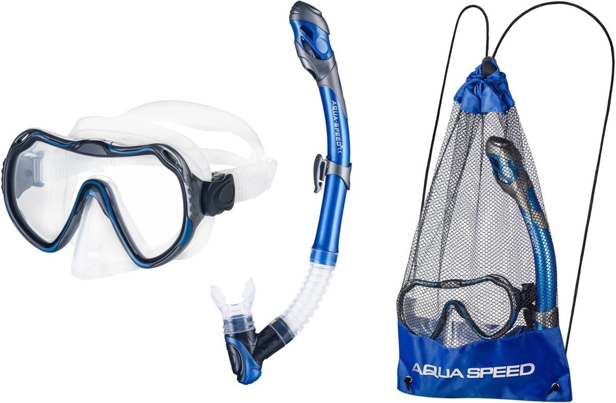 Набор маска и трубка Aqua Speed JAVA + ELBA 8205 614-11 OSFM Синий (5908217682055)