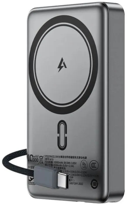 Павербанк Acefast Magnetic Wireless 10000mAh 22.5W M18 Black фото1