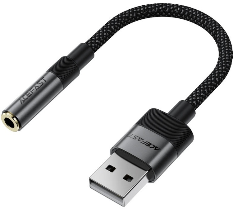 Перехідник Acefast USB-A --> 3.5 mm 15cm audio converter J13 black (6974316285298) фото1