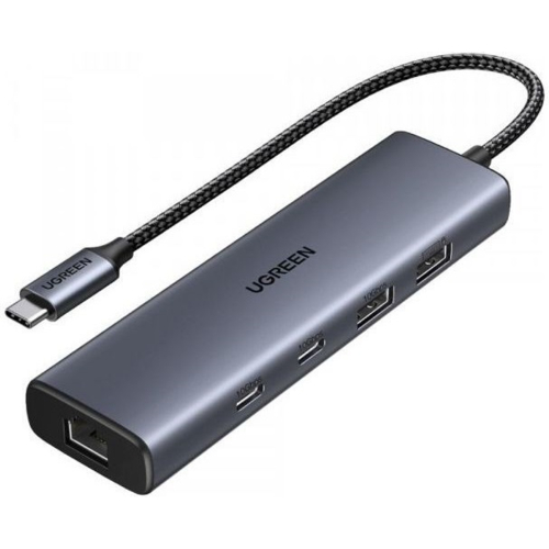 Хаб USB 3.2 Type-C -> 1xUSB-A 3.2/ 1xUSB-A 2.0/2xUSB-C 3.2/ RJ45 PD CM512 серый