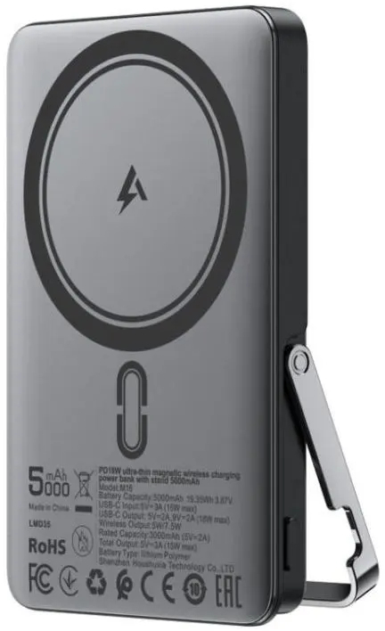 Павербанк Acefast Magnetic Wireless 5000mAh 18W M16 Black фото1