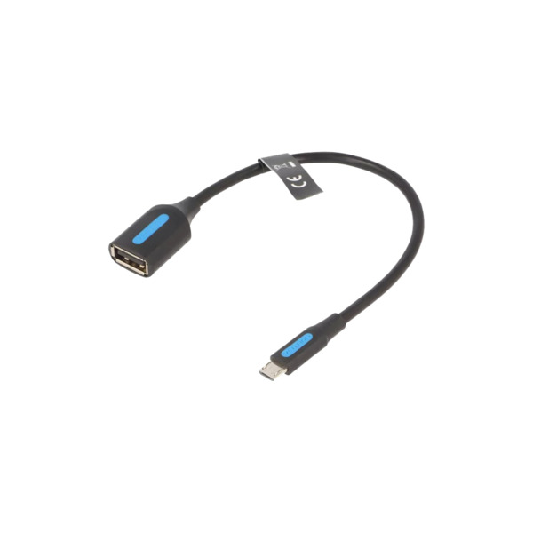 Переходник Vention USB 2.0 Micro BM --> USB AF (OTG) 0.15 м, Black PVC (CCUBB)