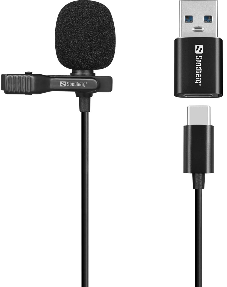 Провідний петличний мікрофон Sandberg Streamer USB Clip фото1