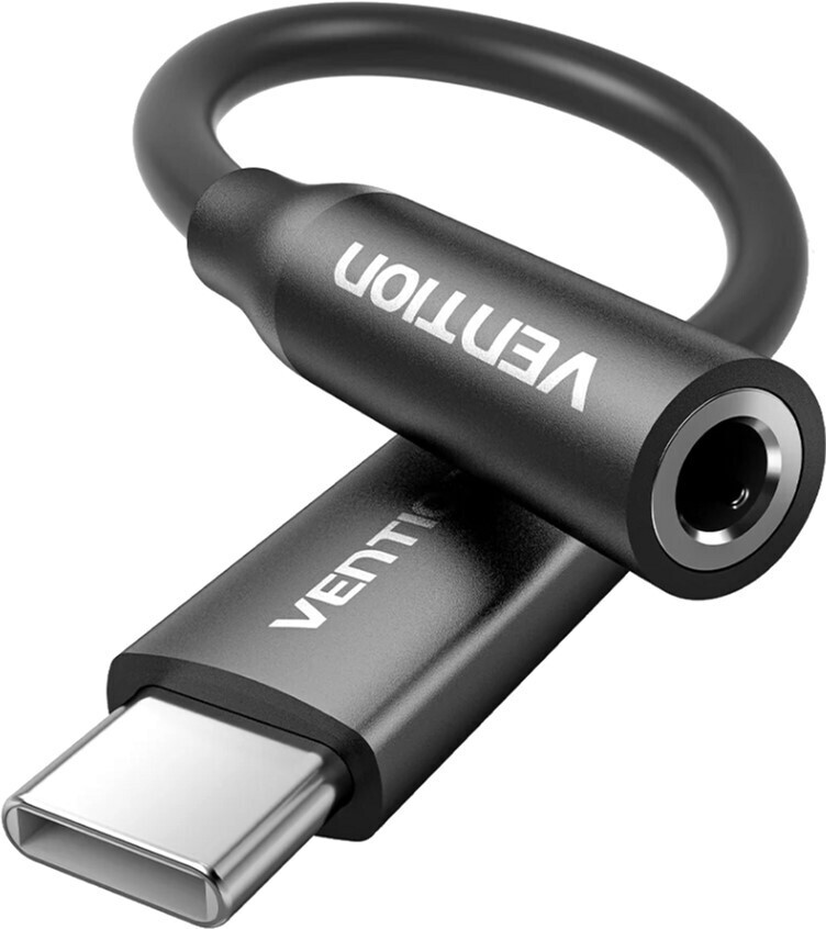 Перехідник Vention USB-C --> аудіо Jack 3.5mm, Aluminum Alloy чорний (BIIBA) фото1