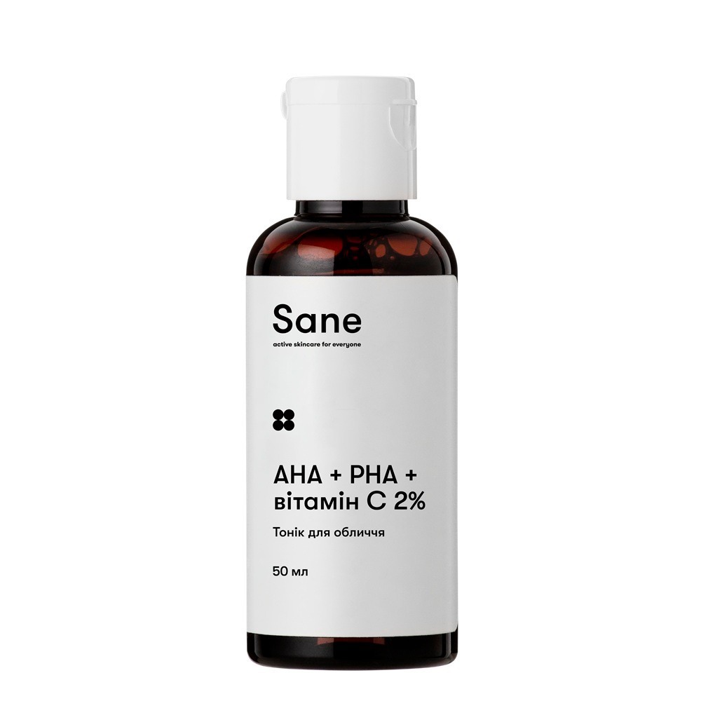 Тонік для обличчя Sane PHA + AHA + Vitamin C 2%, 50 мл фото1