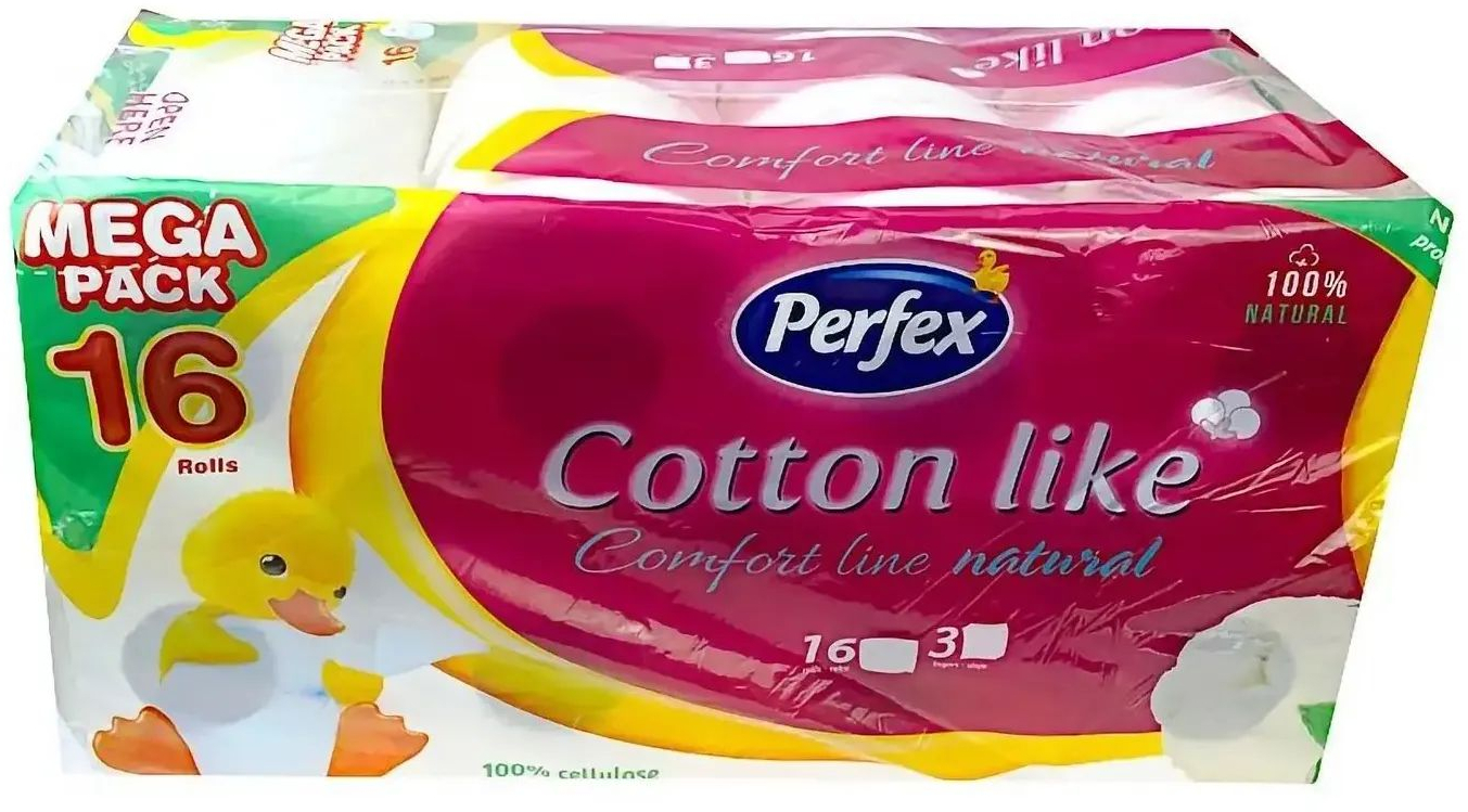 Туалетная бумага Perfex Cotton Comfort Line трехслойная 16 шт. фото1