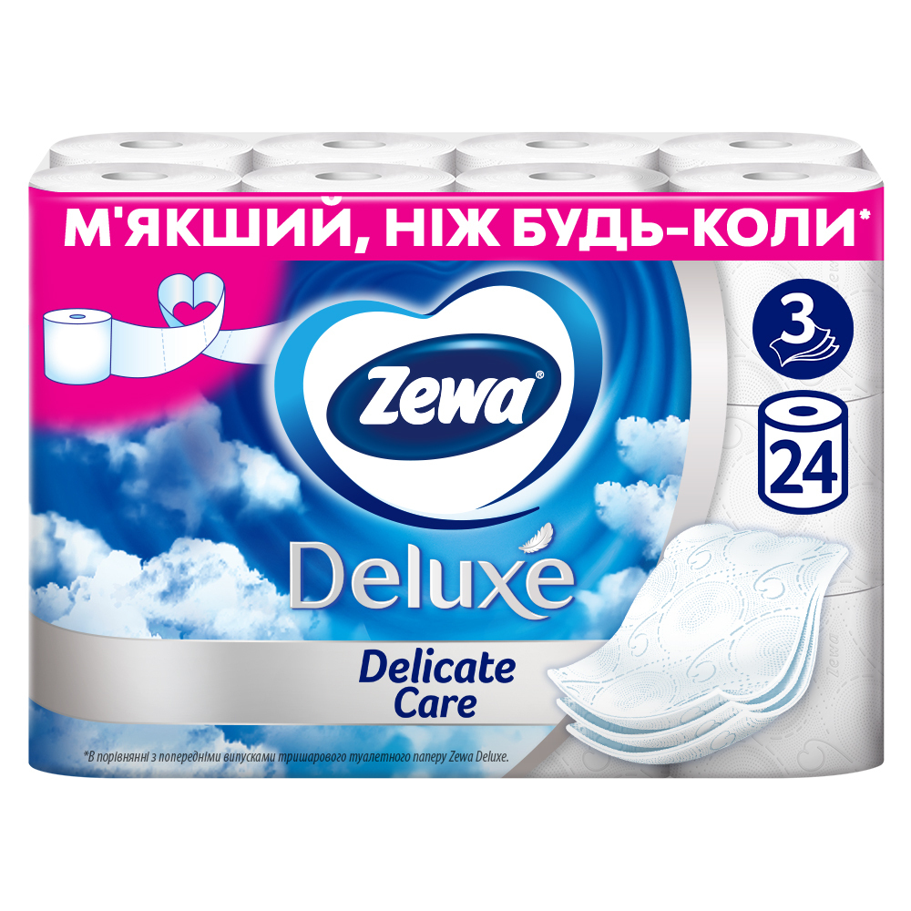 Туалетная бумага Zewa Deluxe Белая трехслойная 24 рулона фото1