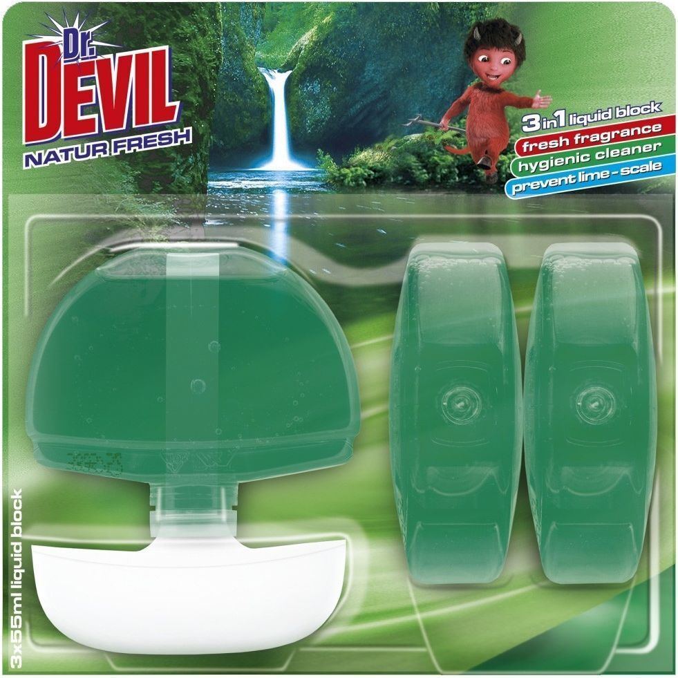 Туалетный блок для унитаза Dr.Devil Природная свежесть, 3 шт. по 55 мл фото1
