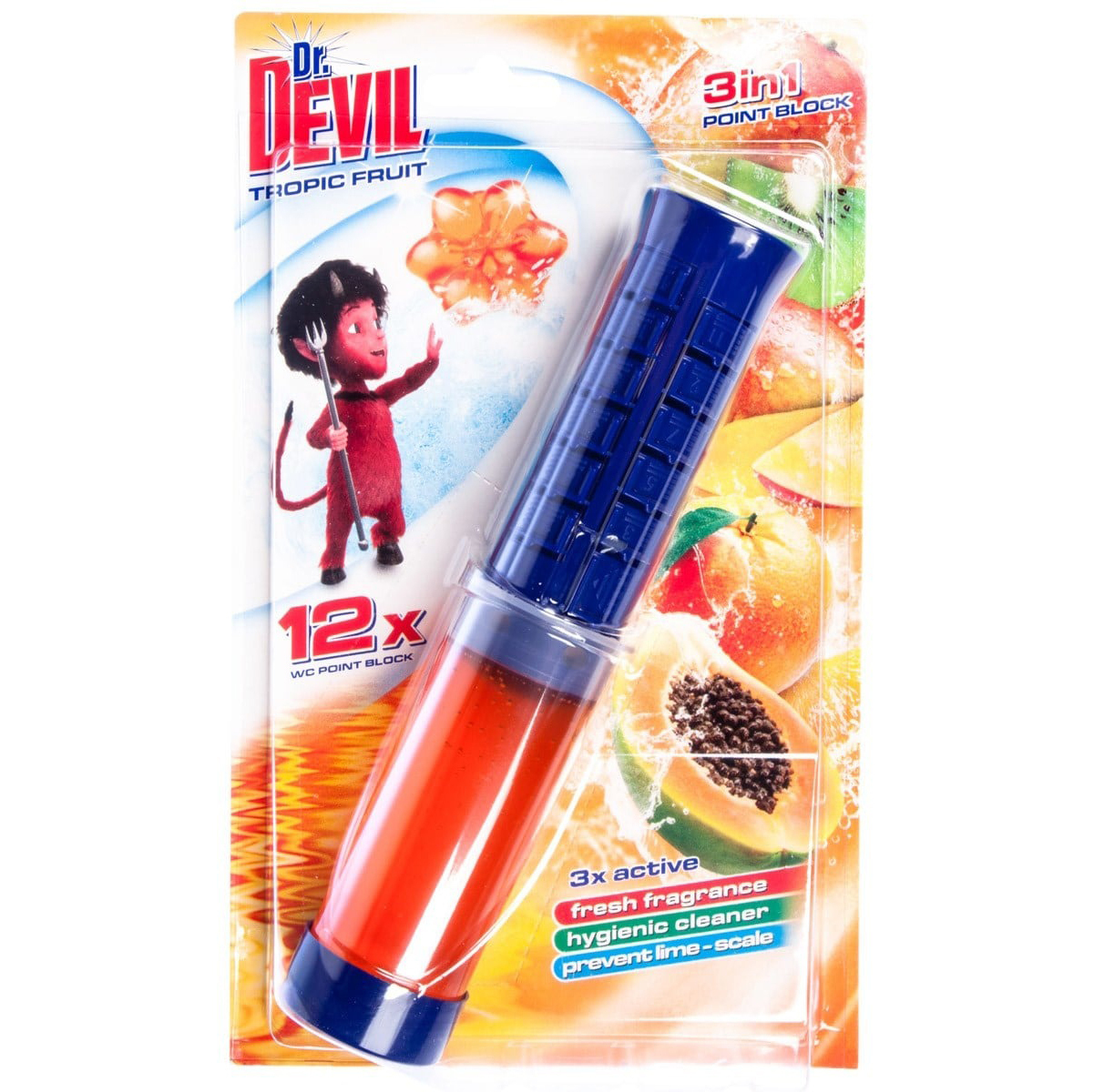 Туалетный точечный блок для унитаза 3в1 Dr.Devil Тропические Фрукты, 75 мл фото1