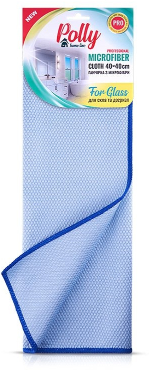 Ганчірка з мікрофібри Polly For Glass для скла 40х40 см блакитна фото1