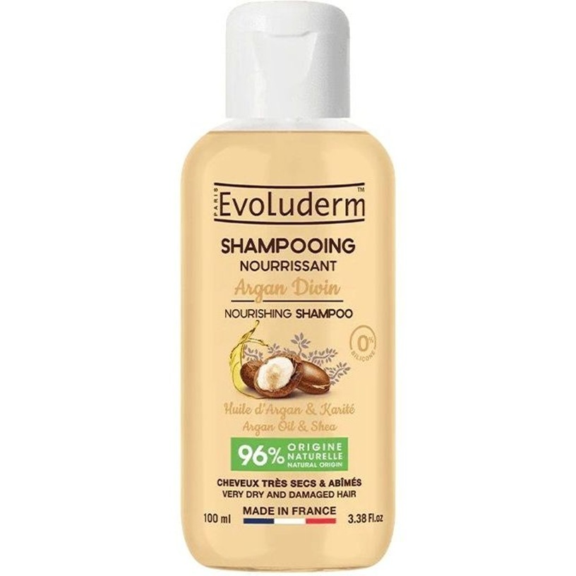 Шампунь Evoluderm для сухих и поврежденных волос питательный с аргановым маслом 100 мл. фото1
