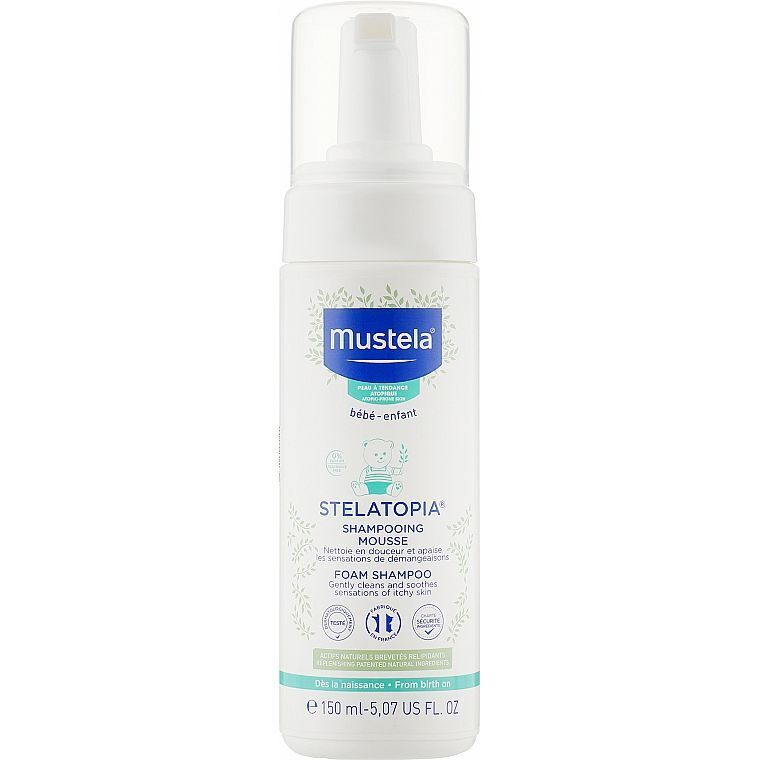 Шампунь-пена Mustela Bebe Stelatopia Foam Shampoo для склонной к атопии кожи 150 мл фото1