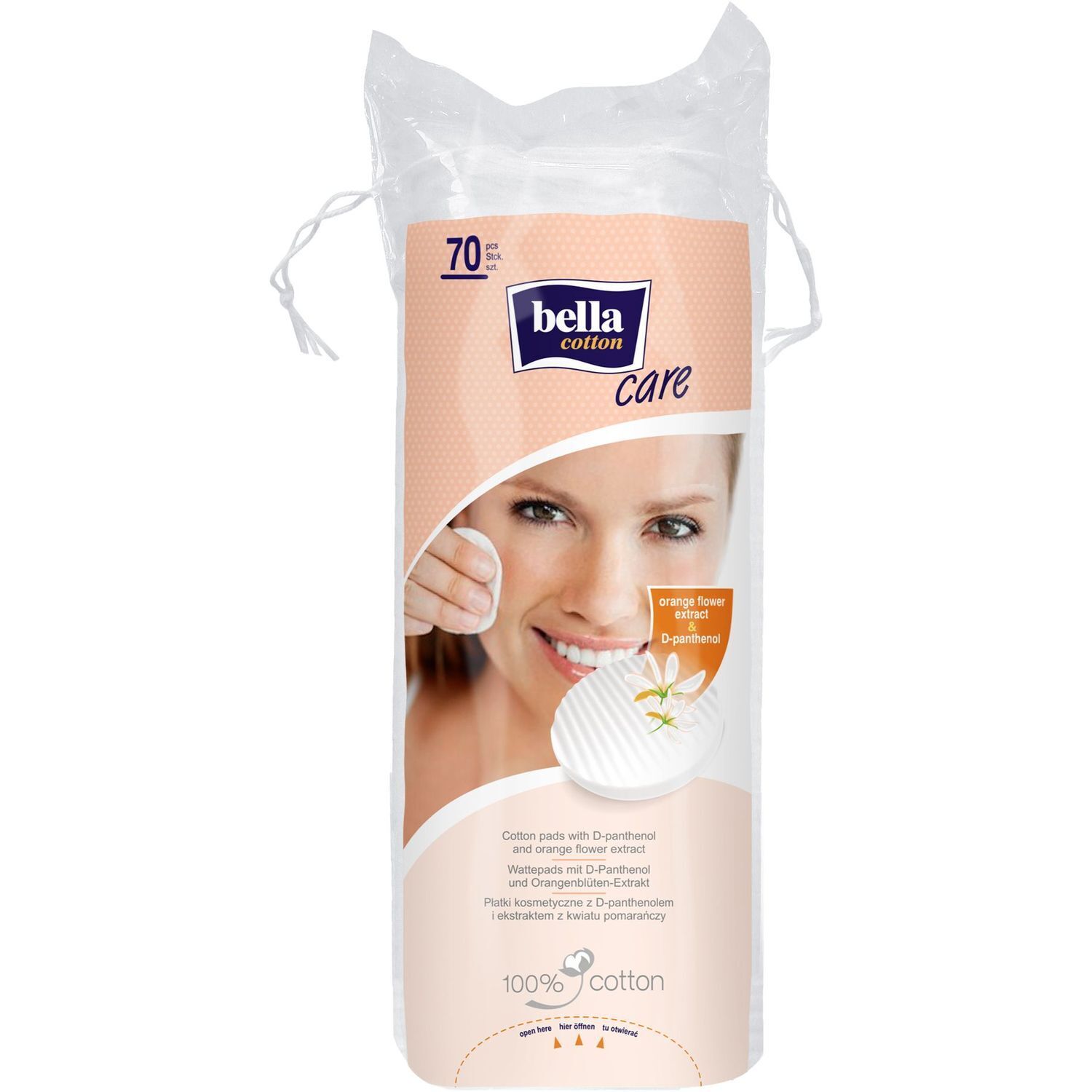 Ватные диски Bella Cotton care с Д-пантенолом и экстрактом цветка апельсина 70 шт. фото1