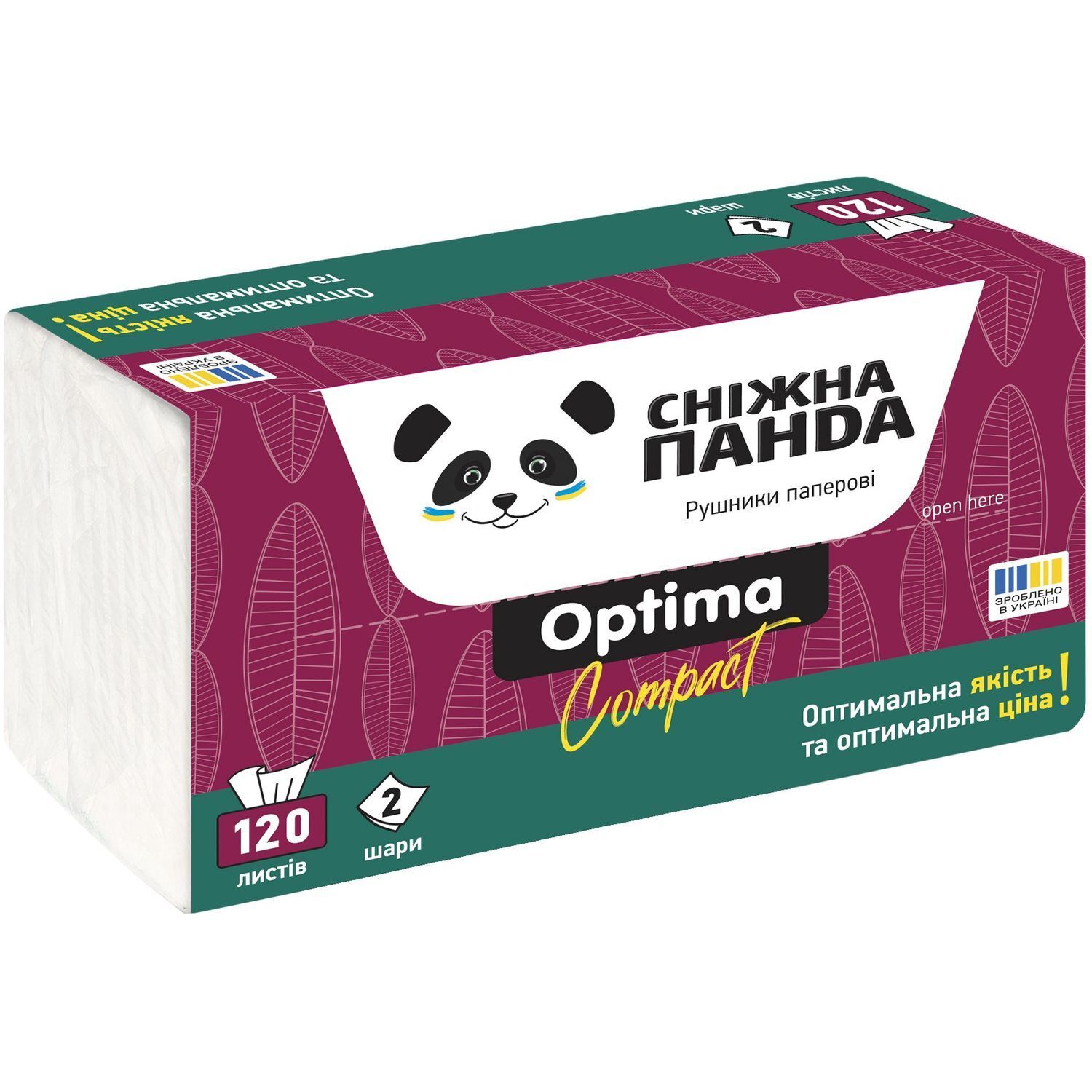 Бумажные полотенца Сніжна Панда Optima Compact двухслойные 120 шт. фото1