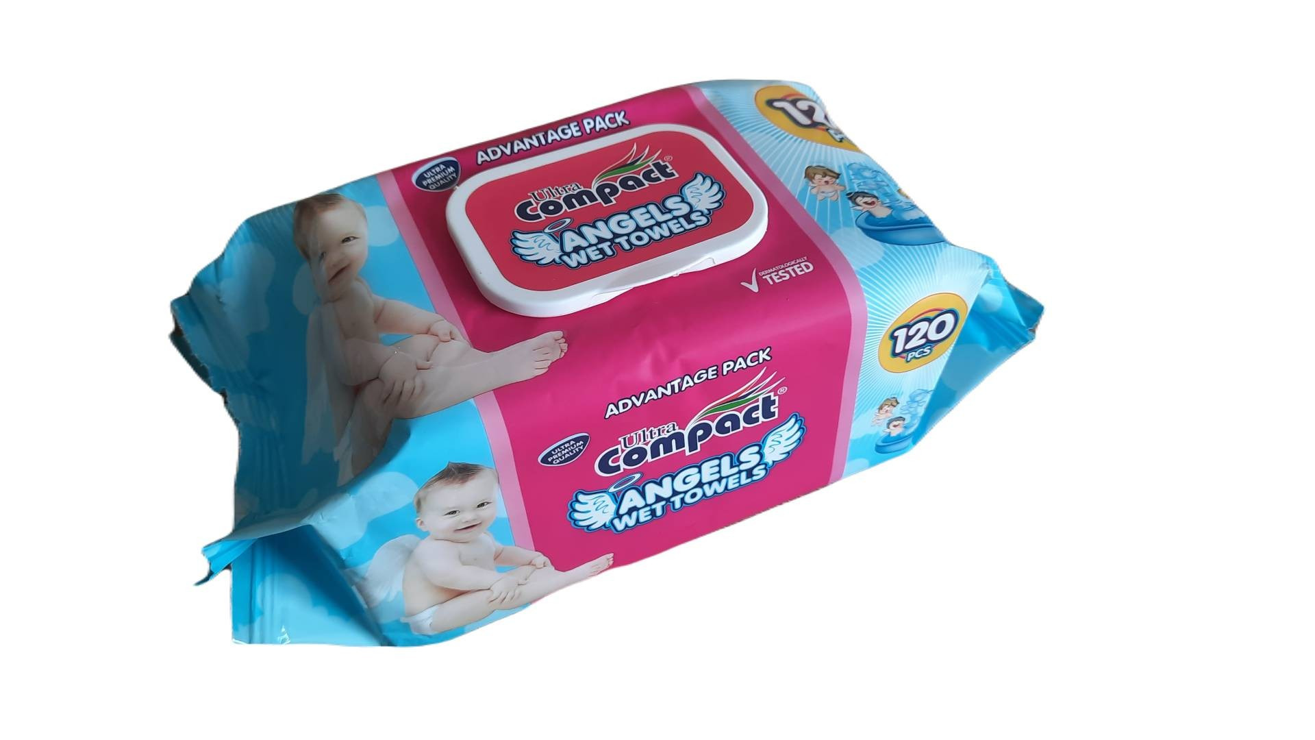 Вологі серветки для дітей Ultra Compact Angels Baby 120 шт. фото1