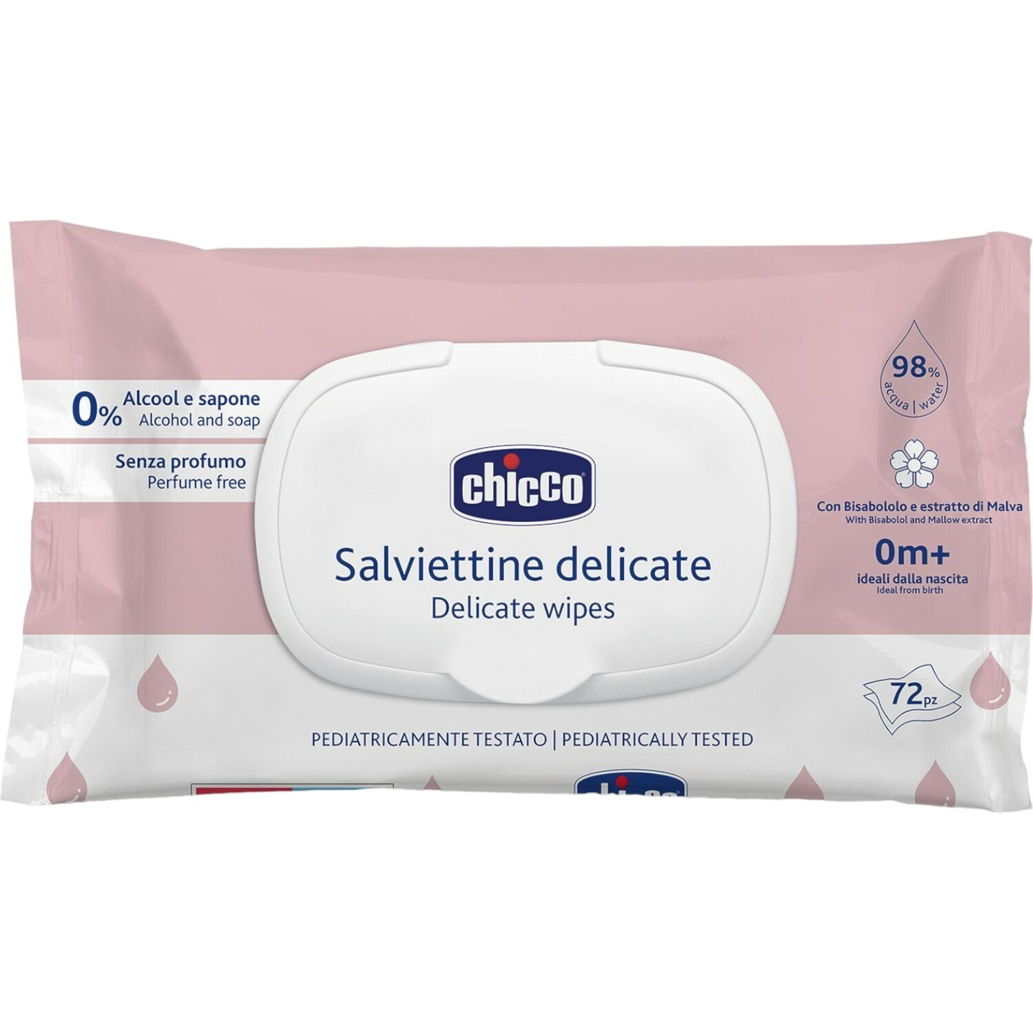 Влажные салфетки Chicco с бисабололом и экстрактом мальвы 72 шт. (12050.60) фото1