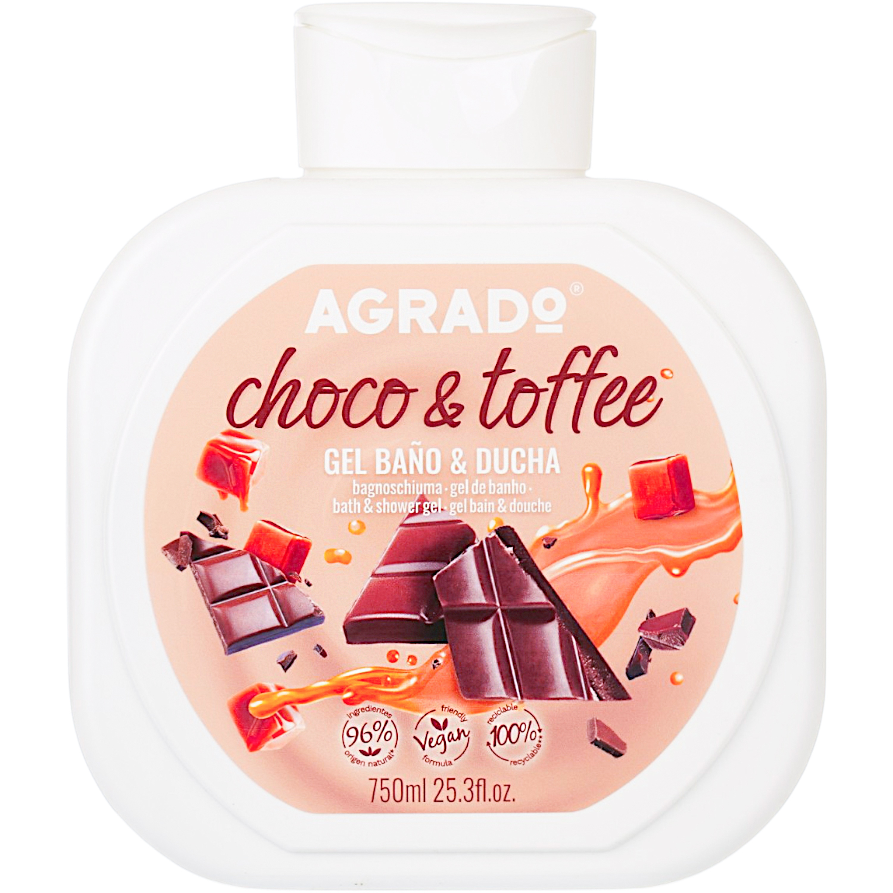 Гель для душа и ванны Agrado Bath&Shower Gel Choco & Toffee 750 мл фото1