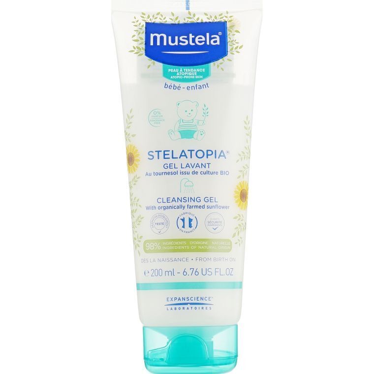 Ніжний очищуючий гель Mustela Stelatopia для атопічної шкіри 200 мл фото1