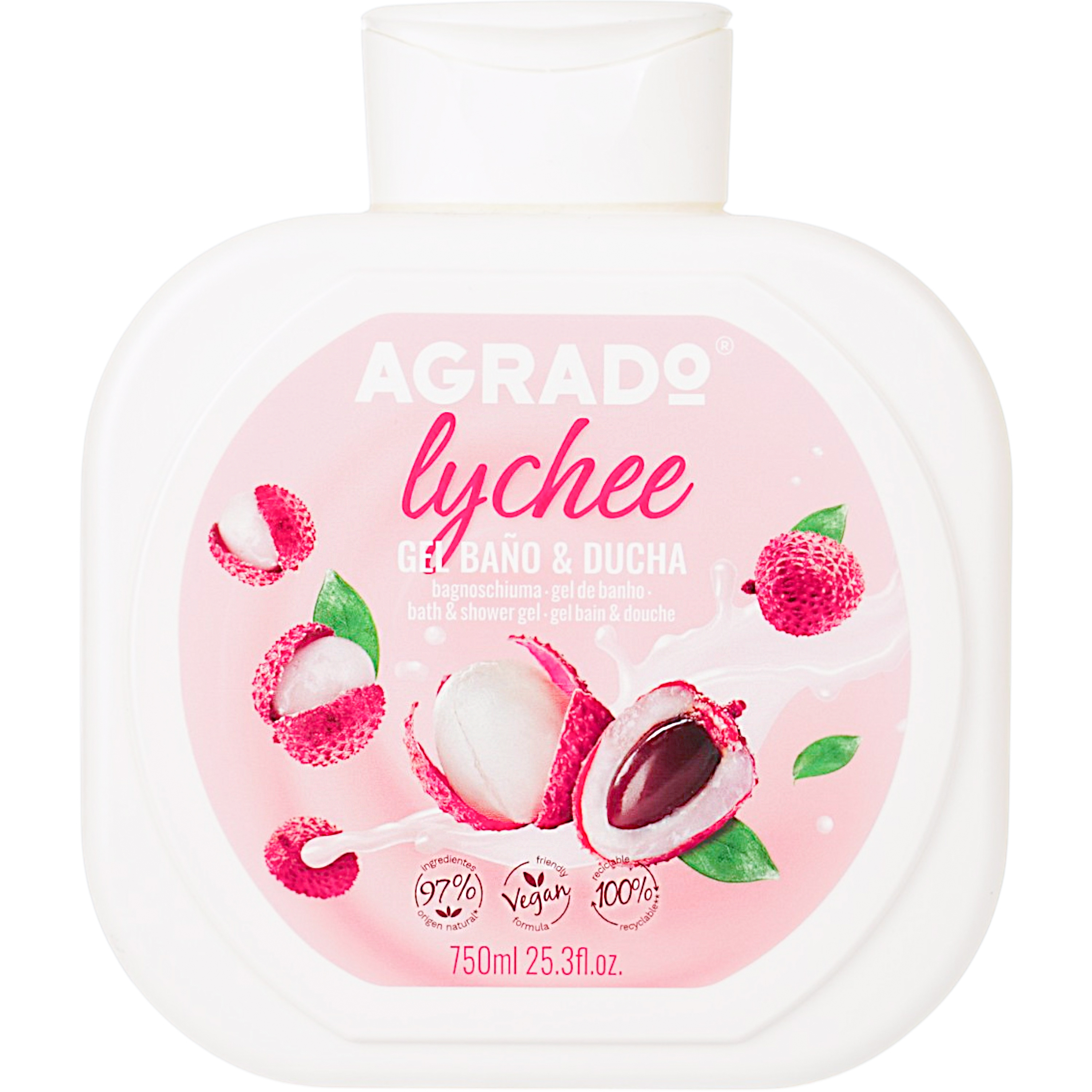 Гель для душа и ванны Agrado Lychee Bath&Shower Gel Личи 750 мл фото1