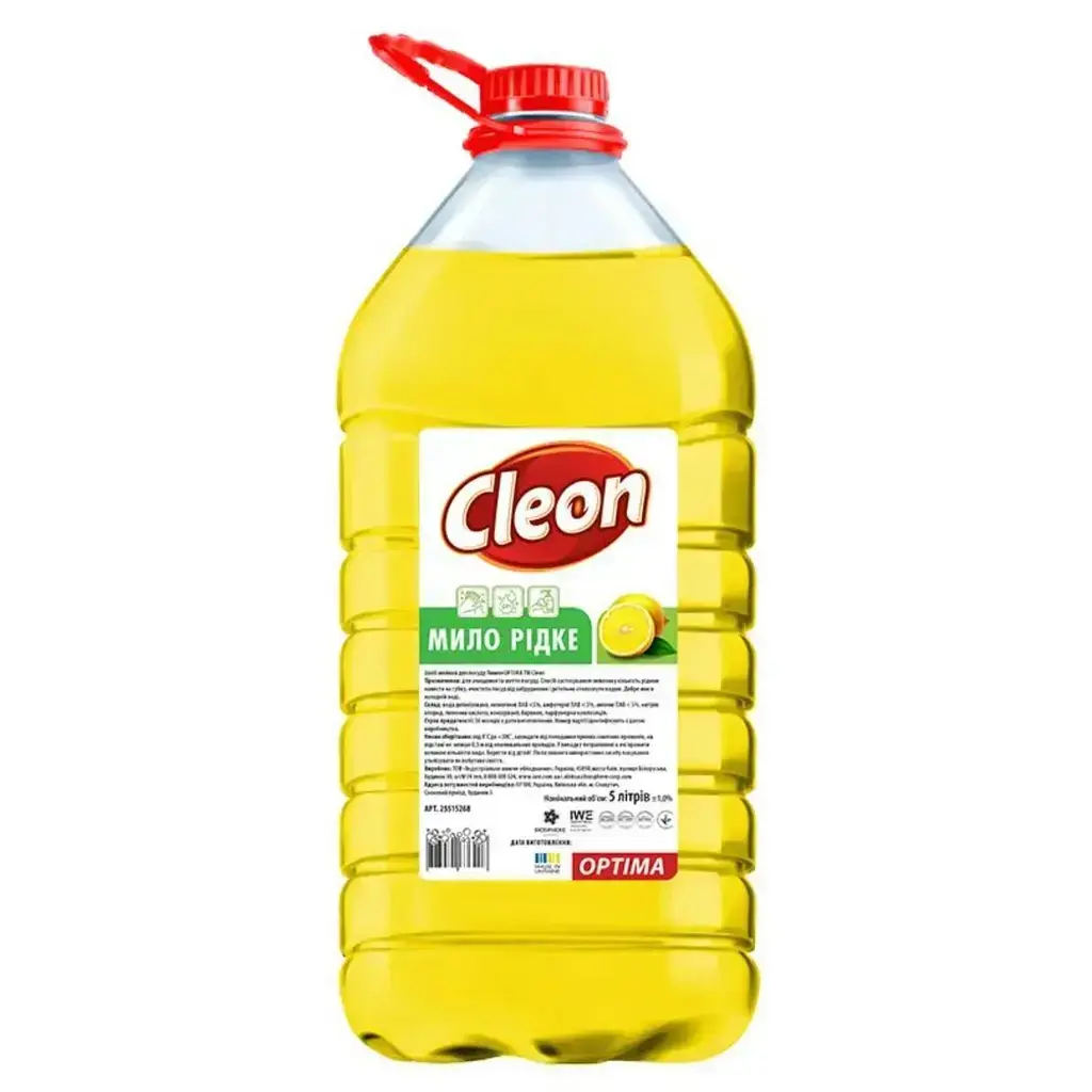 Мило рідке Cleon Optima Лимон 5 л фото1