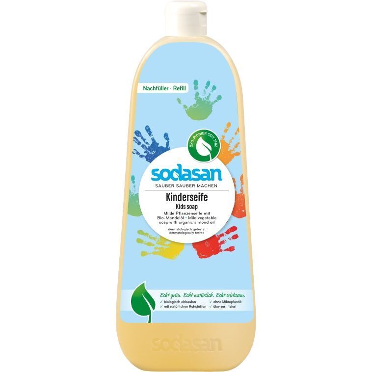 Органическое жидкое мыло Sodasan Kids с миндальным и оливковым маслами 1 л фото1