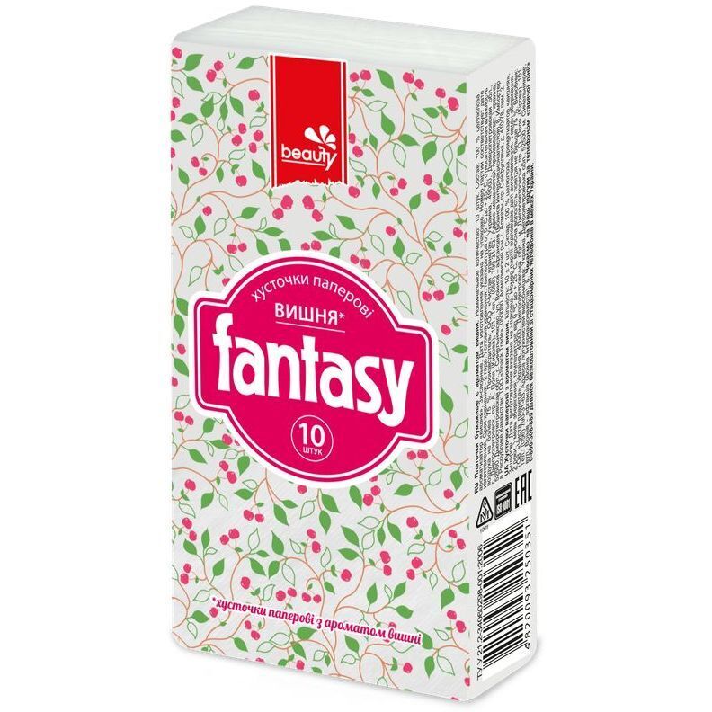 Носовые платки Fantasy вишня 3 слоя фото1