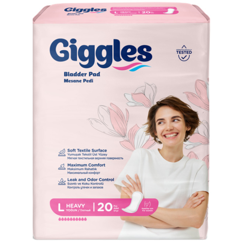 Урологічні прокладки жіночі Giggles Bladder Pad L 10 крапель 20 шт. фото1