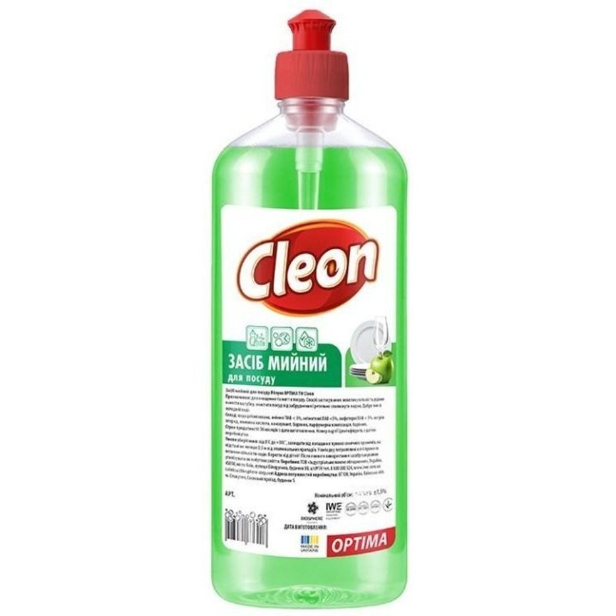 Средство для мытья посуды Cleon Optima Яблоко 0.5 л фото1