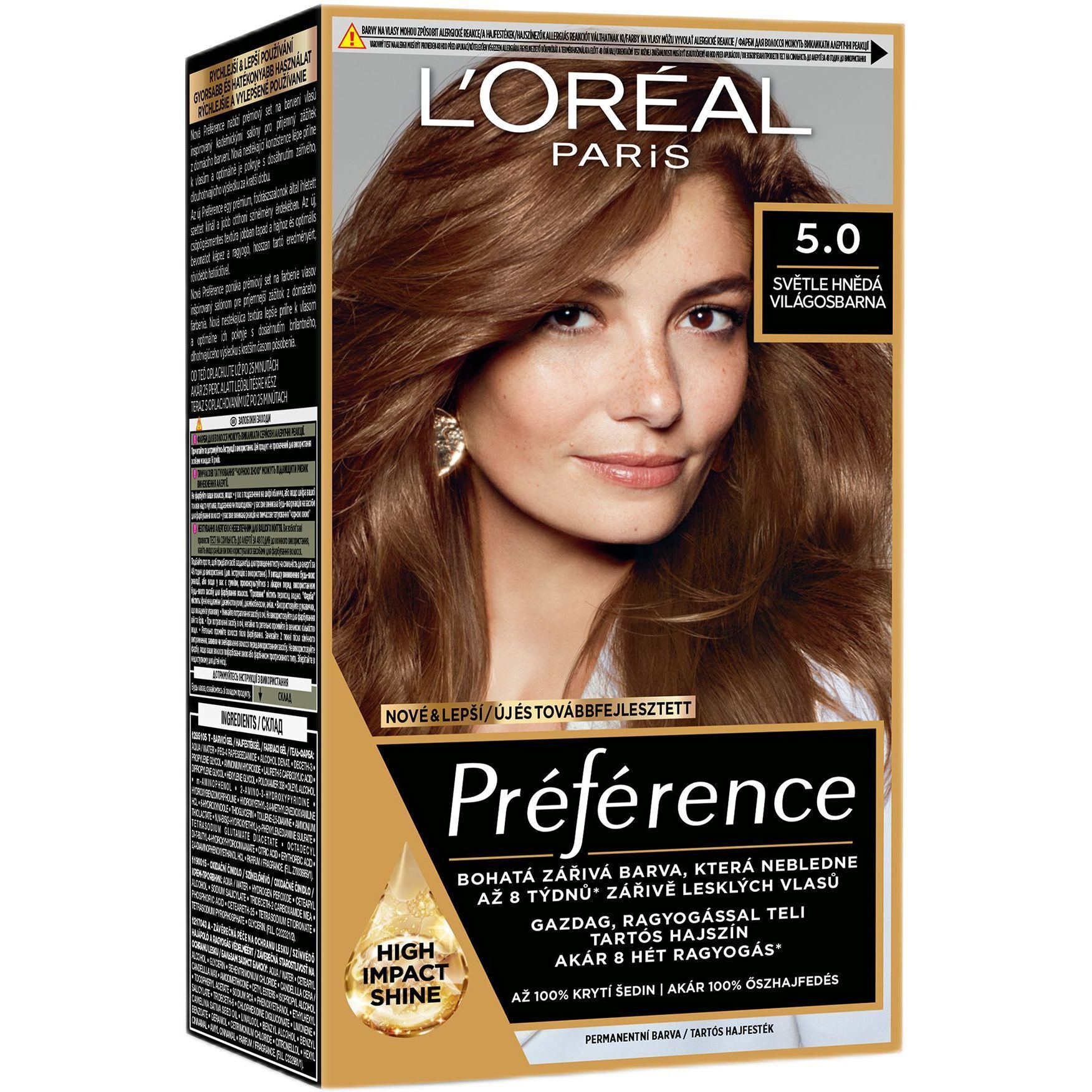 Стойкая краска для волос L'Oreal Paris Preference 5.0 светло-каштановый 174 мл фото1