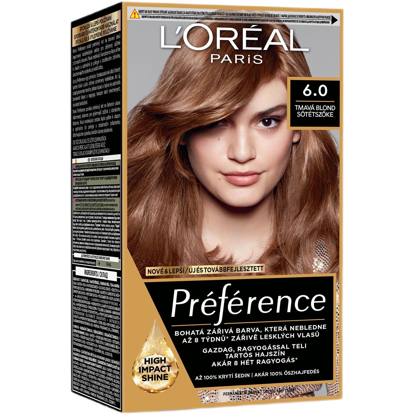 Стойкая краска для волос L'Oreal Paris Preference 6.0 темно-русый 174 мл фото1