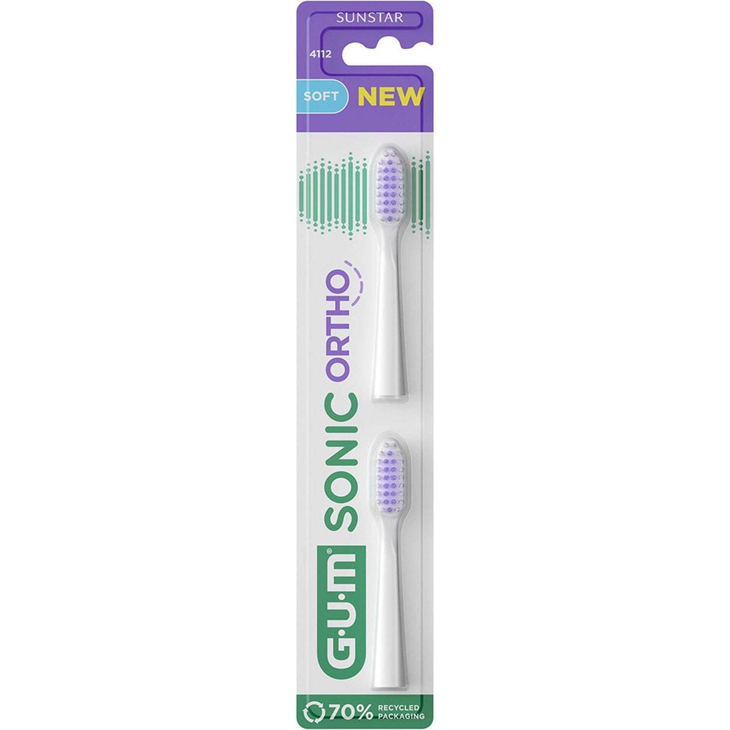 Змінні насадки для зубної щітки GUM Sonic Ortho 2 шт. фото1