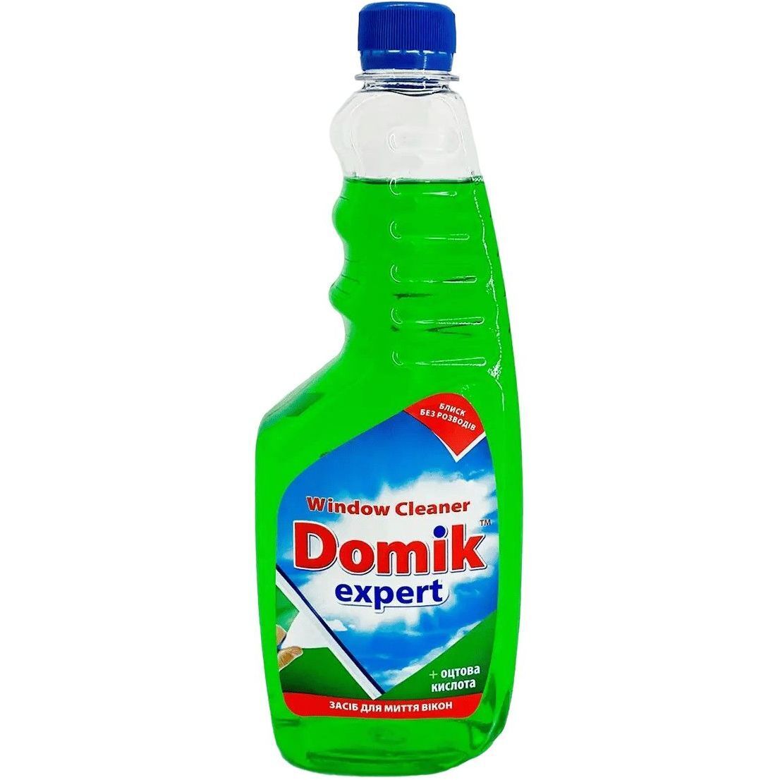 Засіб для миття вікон Domik expert з оцтовою кислотою, запаска, 750 мл фото1
